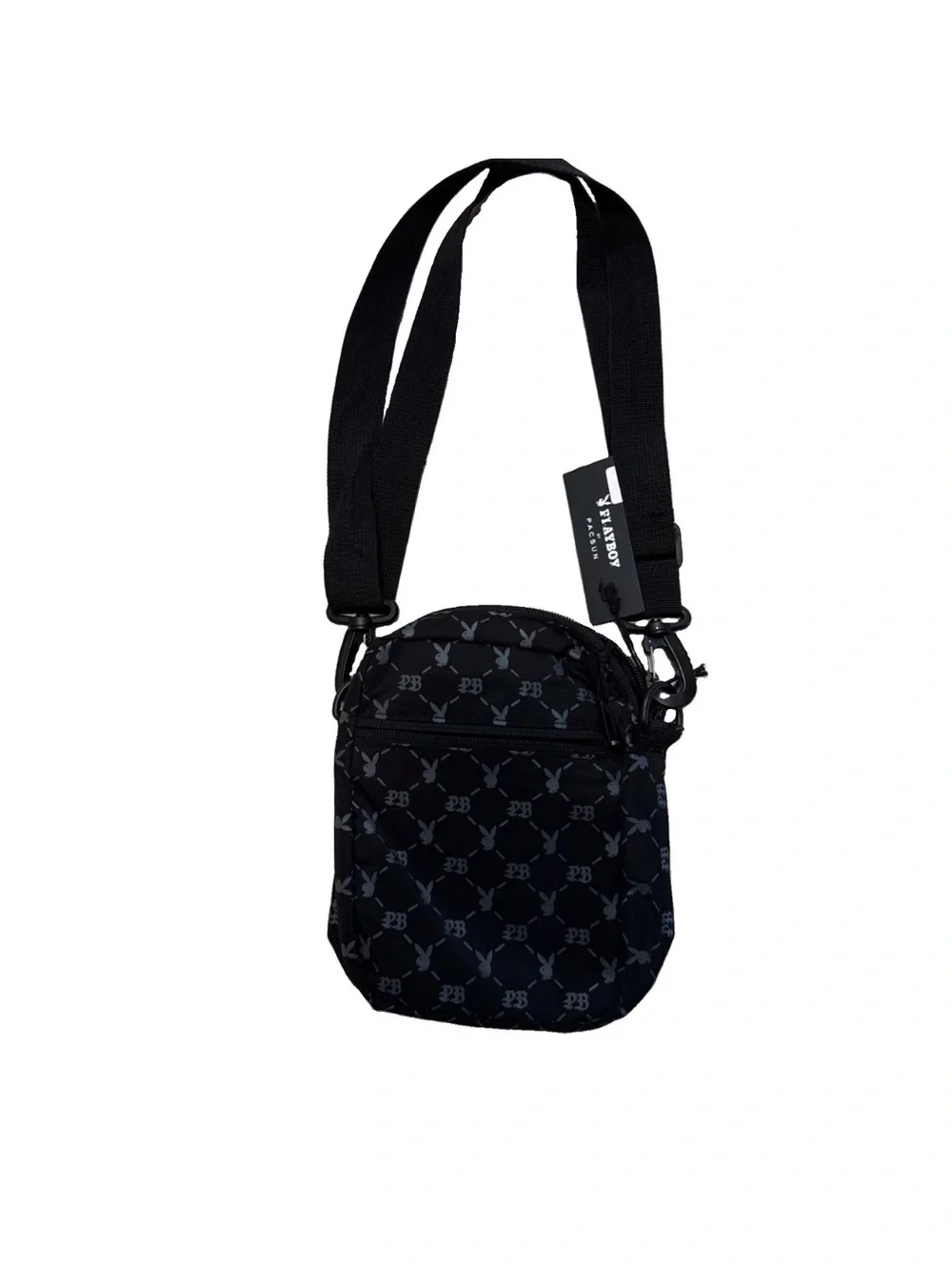 Playboy Black Crossbody Shoulder Bag with Patterned Monogram -PACSUN